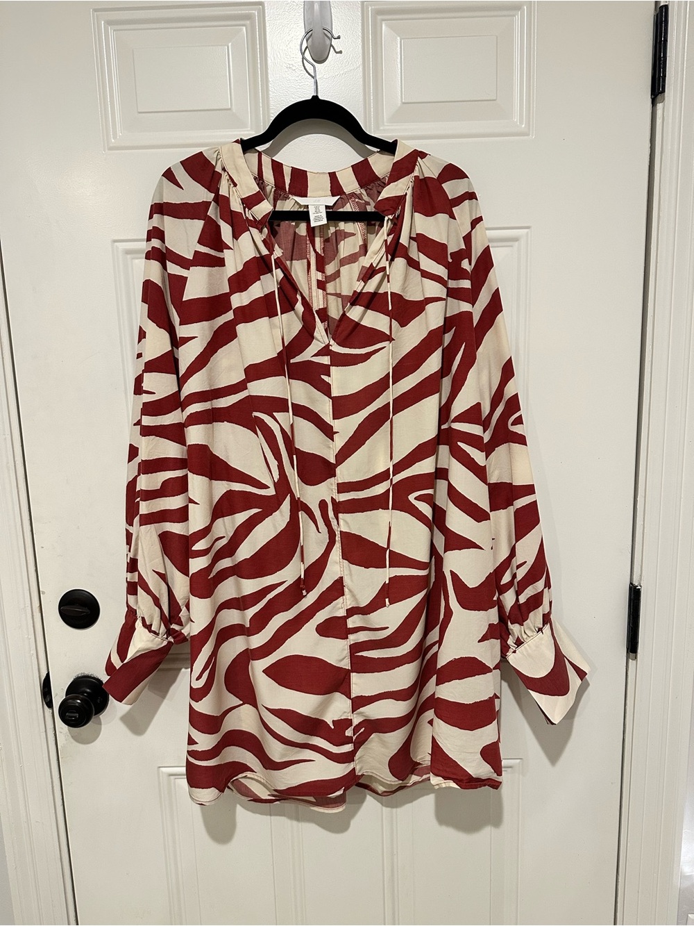 H&M Red and Cream Striped Tunic Dress
